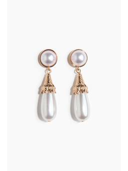 H&M - Women White Drop-Shaped Pendant Earrings
