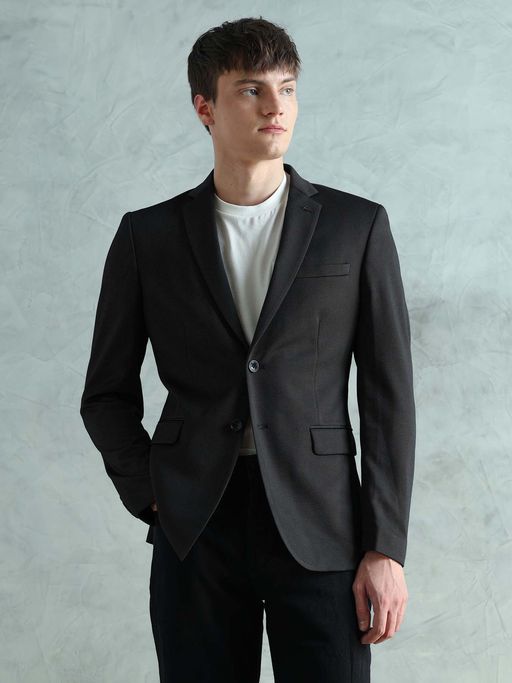 Arrow Men's Black Slim Fit Textured Blazer