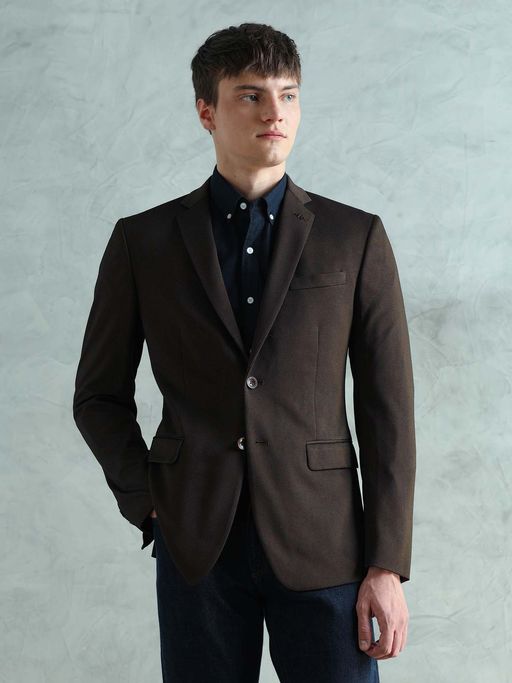 Arrow Men's Brown Slim Fit Textured Blazer