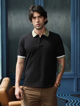 CAHOOT - Men's Onyx Black Contrast-Tactile Polo T-Shirt