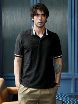 CAHOOT - Men's Onyx Black Interweave-Tactile Polo T-Shirt