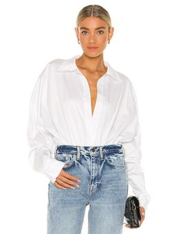 Norma Kamali - Oversized Boyfriend Nk Shirt Bodysuit