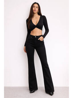 Off Duty India - Off Duty Black Bootcut Flare High Waist Jeans