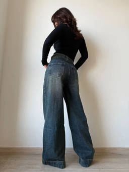 Off Duty India - Off Duty Black Wide Leg High Rise Jeans