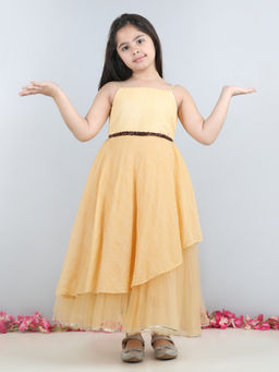 Toy Balloon Kids - Girls Yellow Embellished Party Wear Gown