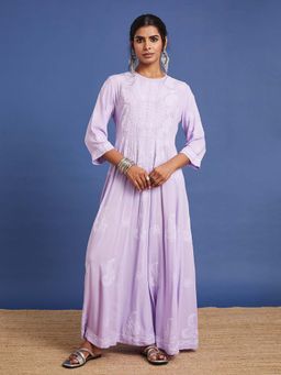 Sufiza Lifestyle - Purple Chikankari Ethnic Dress