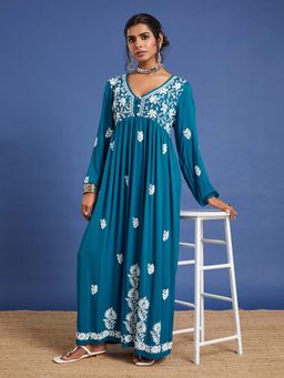 Sufiza Lifestyle - Blue Chikankari Ethnic Dress