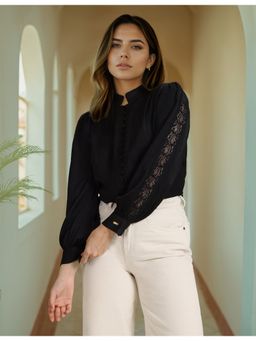 U.S. POLO ASSN. - Lace Detail Solid Shirt
