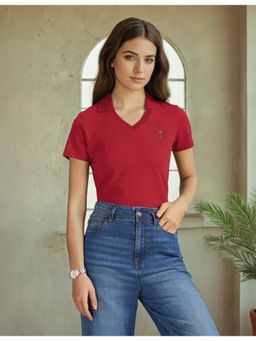 U.S. POLO ASSN. - V-Neck Pique Polo T-Shirt