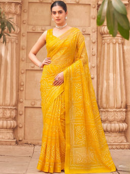 Sitanjali - Yellow Georgette Printed Fancy Saree