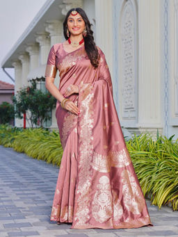 Sitanjali - Pink Jacquard Embellished Silk Blend Glog Zari Saree