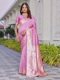 Sitanjali - Purple Jacquard Embellished Silk Blend Glog Zari Saree