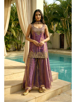 TWINS LADY - Women Purple Ethnic Kurta With Palazzo & Dupatta
