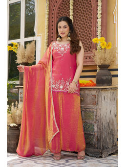 TWINS LADY - Women Rust Ethnic Kurta With Palazzo & Dupatta