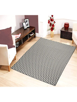 Saral Home - Grey Cotton Anti-Skid Jacquard Carpet -150x210 Cm