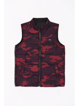 Allen Solly - Boys Purple Camouflage Print Regular Fit Jacket