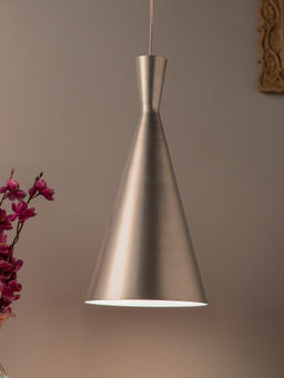 Homesake - Silver Metal Pendant Inverted Cone Light