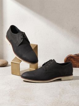 Rockport - Men Norman Dress Nubuck Leather Casual Black Derbies