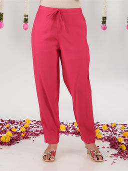 ARAMYA - Women Royal Pink Vertigan Solid Pant