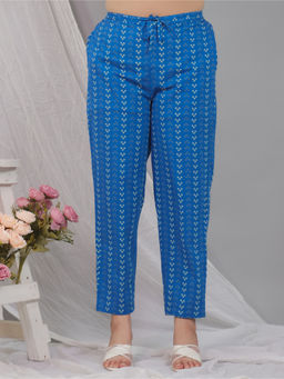 ARAMYA - Women Blue Soft Cotton Bandhani Pant