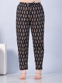 ARAMYA - Women Black Soft Cotton Butti Pant