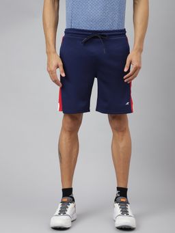 Alcis - Men Medieval Navy Blue Graphic Print Soft Touch Slim Fit Athleisure Shorts