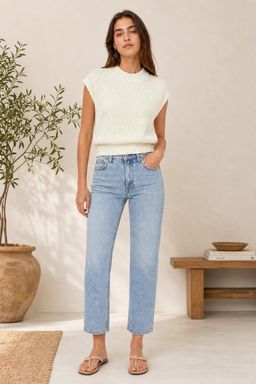 Cider - White Curve & Plus Solid High Neck Knit Vest Top