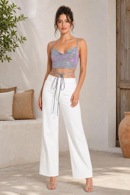 Cider - Glitter Waist Tied Tank Top