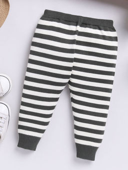 Hopscotch - Black & White Stripe Print Cotton Joggers