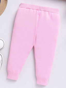 Hopscotch - Girls Pink Solid Cotton Joggers