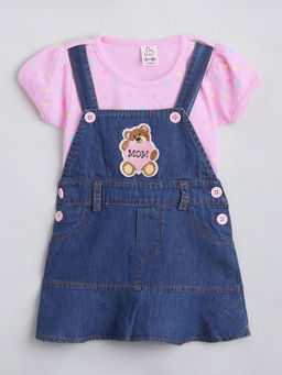 Hopscotch - Navy Blue Pure Cotton Dress with Top