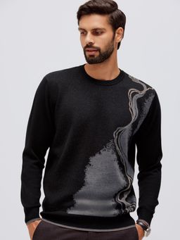 Andamen - Casual Men's Black Merino Wool Pullover