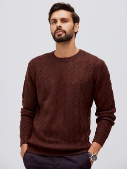 Andamen - Casual Men's Brown Merino Wool Pullover