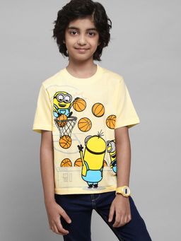 Kidsville - Kids Boys Minions Yellow Printed T-Shirt