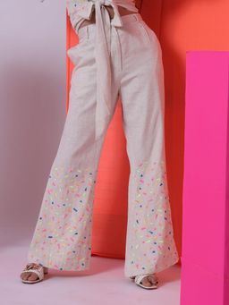 The House of She’s by Divya Gupta - Beige Love To Lay The Freckled Trouser