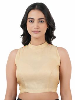 Ritivesh - Women Beige Crepe Solid/Plain Stitched Blouse