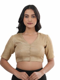 Ritivesh - Women Gold Brocade Woven Stitched Blouse