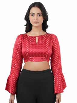 Ritivesh - Women Red Brocade Woven Stitched Blouse