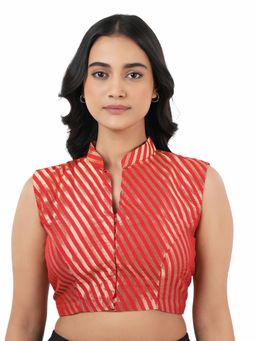 Ritivesh - Women Red Brocade Woven Stitched Blouse
