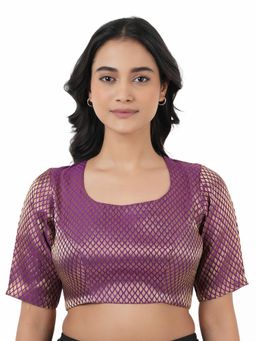 Ritivesh - Women Purple Brocade Woven Stitched Blouse