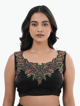 Ritivesh - Women Black Crepe Embroidered Stitched Blouse