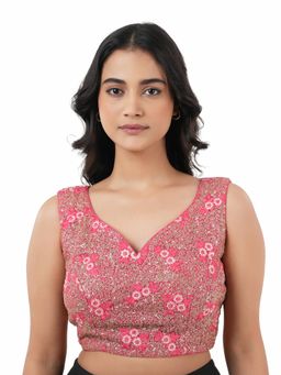 Ritivesh - Women Pink Sequin Embroidered Stitched Blouse
