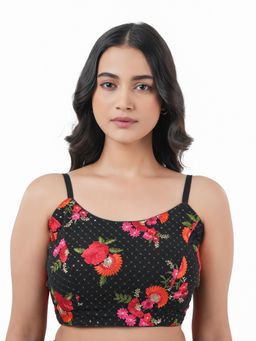 Ritivesh - Women Black Georgette Embroidered Stitched Blouse