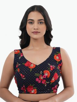 Ritivesh - Women Black Georgette Embroidered Stitched Blouse