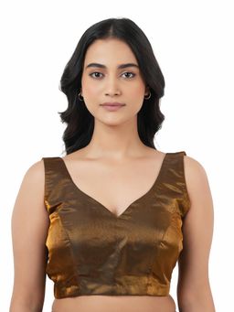 Ritivesh - Women Copper Tissue Solid/Plain Stitched Blouse