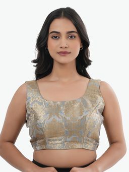 Ritivesh - Women Grey Brocade Woven Stitched Blouse