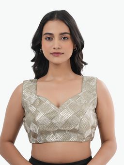 Ritivesh - Women Gold Brocade Embellished/Sequined Stitched Blouse
