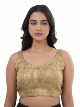 Ritivesh - Women Gold Brocade Woven Stitched Blouse