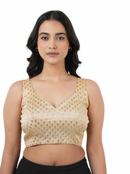 Ritivesh - Women Gold Brocade Woven Stitched Blouse
