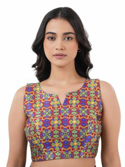 Ritivesh - Women Multi-Colour Brocade Embroidered Stitched Blouse